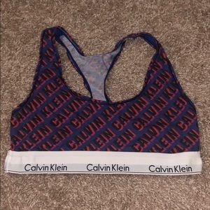 Calvin Klein Red and Blue Sports Bralett - M